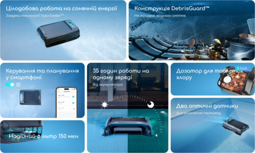 Робот пилосос для басейну плаваючий, акумуляторний AIPER EcoSurfer S2 (для поверхні води) - изображение 3