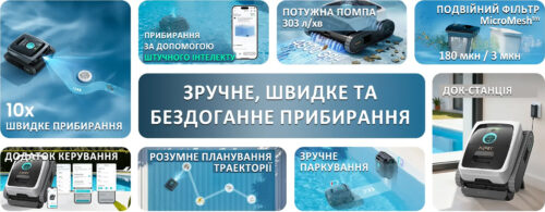 Робот пилосос для басейну гусеничний, акумуляторний AIPER Scuba N3 (дно, стіни, ватерлінія) до 150 м2 (технологія Штучного Інтелекту) - изображение 3